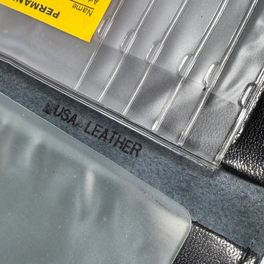 Vintage Black Leather Checkbook Wallet BiFold‎ Western Card Holder Trucker
